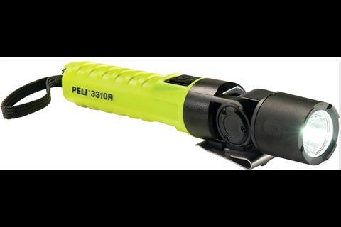 Peli's 3310R-RA LED torch includes a removable right angle adapter accessory
